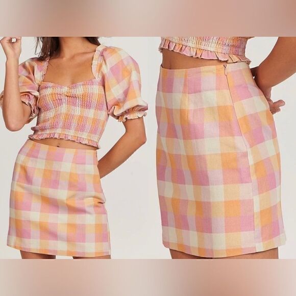 Charlie Holiday NWT Andrea Mini Skirt in Check Multi Size 6 - Picture 1 of 12